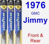Front & Rear Wiper Blade Pack for 1976 GMC Jimmy - Hybrid