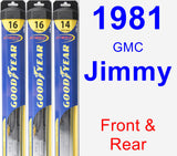 Front & Rear Wiper Blade Pack for 1981 GMC Jimmy - Hybrid