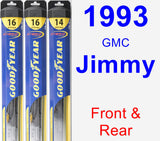 Front & Rear Wiper Blade Pack for 1993 GMC Jimmy - Hybrid