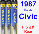 Front & Rear Wiper Blade Pack for 1987 Honda Civic - Hybrid