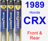 Front & Rear Wiper Blade Pack for 1989 Honda CRX - Hybrid