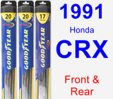 Front & Rear Wiper Blade Pack for 1991 Honda CRX - Hybrid