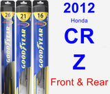 Front & Rear Wiper Blade Pack for 2012 Honda CR-Z - Hybrid