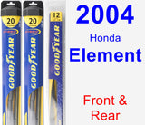 Front & Rear Wiper Blade Pack for 2004 Honda Element - Hybrid