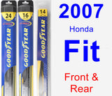 Front & Rear Wiper Blade Pack for 2007 Honda Fit - Hybrid