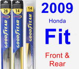 Front & Rear Wiper Blade Pack for 2009 Honda Fit - Hybrid
