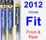 Front & Rear Wiper Blade Pack for 2012 Honda Fit - Hybrid