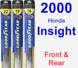 Front & Rear Wiper Blade Pack for 2000 Honda Insight - Hybrid