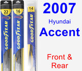Front & Rear Wiper Blade Pack for 2007 Hyundai Accent - Hybrid