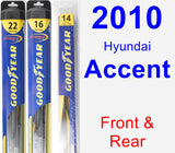 Front & Rear Wiper Blade Pack for 2010 Hyundai Accent - Hybrid