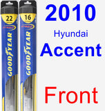 Front Wiper Blade Pack for 2010 Hyundai Accent - Hybrid