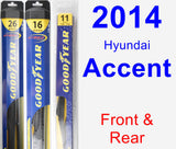 Front & Rear Wiper Blade Pack for 2014 Hyundai Accent - Hybrid