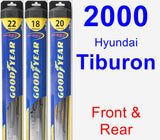 Front & Rear Wiper Blade Pack for 2000 Hyundai Tiburon - Hybrid