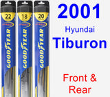 Front & Rear Wiper Blade Pack for 2001 Hyundai Tiburon - Hybrid