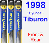 Front & Rear Wiper Blade Pack for 1998 Hyundai Tiburon - Hybrid