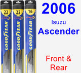 Front & Rear Wiper Blade Pack for 2006 Isuzu Ascender - Hybrid