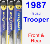 Front & Rear Wiper Blade Pack for 1987 Isuzu Trooper - Hybrid