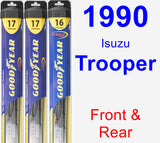 Front & Rear Wiper Blade Pack for 1990 Isuzu Trooper - Hybrid