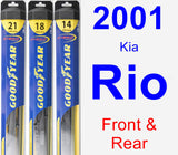 Front & Rear Wiper Blade Pack for 2001 Kia Rio - Hybrid
