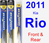 Front & Rear Wiper Blade Pack for 2011 Kia Rio - Hybrid