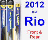Front & Rear Wiper Blade Pack for 2012 Kia Rio - Hybrid