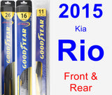 Front & Rear Wiper Blade Pack for 2015 Kia Rio - Hybrid