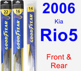 Front & Rear Wiper Blade Pack for 2006 Kia Rio5 - Hybrid