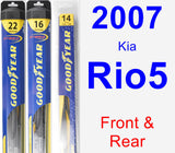 Front & Rear Wiper Blade Pack for 2007 Kia Rio5 - Hybrid