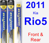 Front & Rear Wiper Blade Pack for 2011 Kia Rio5 - Hybrid
