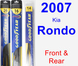 Front & Rear Wiper Blade Pack for 2007 Kia Rondo - Hybrid