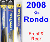 Front & Rear Wiper Blade Pack for 2008 Kia Rondo - Hybrid