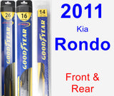 Front & Rear Wiper Blade Pack for 2011 Kia Rondo - Hybrid