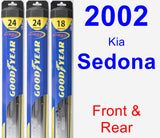 Front & Rear Wiper Blade Pack for 2002 Kia Sedona - Hybrid