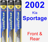 Front & Rear Wiper Blade Pack for 2002 Kia Sportage - Hybrid