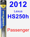 Passenger Wiper Blade for 2012 Lexus HS250h - Hybrid