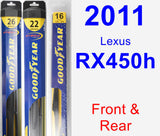 Front & Rear Wiper Blade Pack for 2011 Lexus RX450h - Hybrid