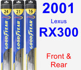 Front & Rear Wiper Blade Pack for 2001 Lexus RX300 - Hybrid