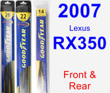 Front & Rear Wiper Blade Pack for 2007 Lexus RX350 - Hybrid