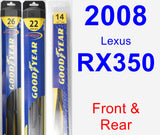 Front & Rear Wiper Blade Pack for 2008 Lexus RX350 - Hybrid