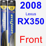 Front Wiper Blade Pack for 2008 Lexus RX350 - Hybrid