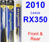 Front & Rear Wiper Blade Pack for 2010 Lexus RX350 - Hybrid