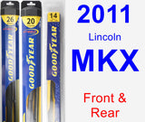 Front & Rear Wiper Blade Pack for 2011 Lincoln MKX - Hybrid