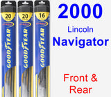 Front & Rear Wiper Blade Pack for 2000 Lincoln Navigator - Hybrid