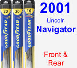 Front & Rear Wiper Blade Pack for 2001 Lincoln Navigator - Hybrid