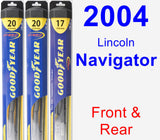 Front & Rear Wiper Blade Pack for 2004 Lincoln Navigator - Hybrid