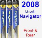 Front & Rear Wiper Blade Pack for 2008 Lincoln Navigator - Hybrid