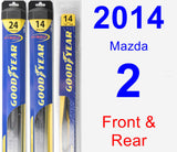 Front & Rear Wiper Blade Pack for 2014 Mazda 2 - Hybrid