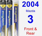 Front & Rear Wiper Blade Pack for 2004 Mazda 3 - Hybrid
