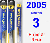 Front & Rear Wiper Blade Pack for 2005 Mazda 3 - Hybrid