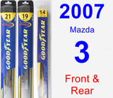 Front & Rear Wiper Blade Pack for 2007 Mazda 3 - Hybrid